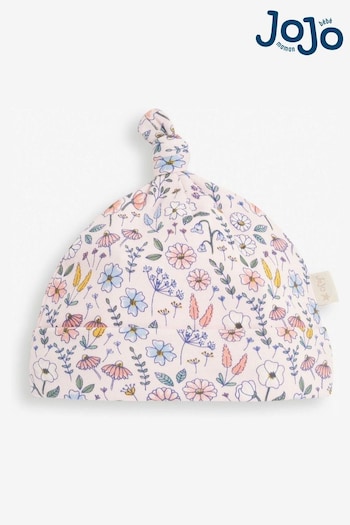JoJo Maman Bébé Pink Floral Print Cotton Baby Hat (8285J8) | £5
