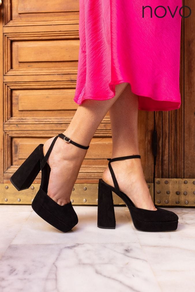 Black heels with small platform cheap
