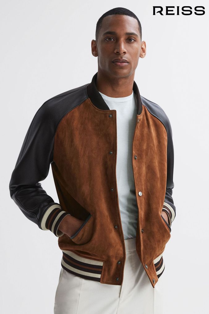 Buy Men s Bomber Reiss Brown Coatsandjackets Online Next UK