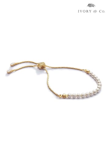 Ivory & Co Gold Carlilse Dainty Toggle Pearl Bracelet (828910) | £40