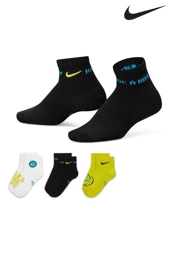 Nike Yellow Everyday Big Kids Lightweight Ankle Socks 3 Pairs (828927) | £11