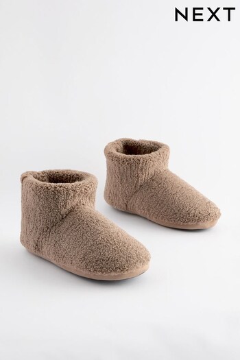 Stone Brown Borg Slipper Boots (828944) | £24