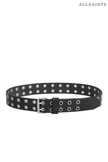 AllSaints Black 38mm Strap Belt with Eyelets (829051) | £55