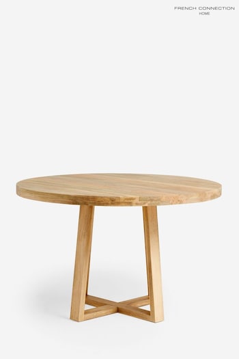 French Connection Light Mango Wood Laredo 4 to 6 Seater Round Dining Table (829660) | £649