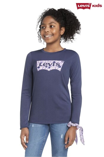 Levi's® Blue Floral Long Sleeve T-Shirt And Scrunchie Set (830050) | £26 - £28