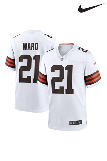 Nike White Cleveland Browns Game Road Jersey - Denzel Ward (830320) | £90