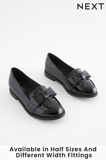 Black Patent Jane Bow Loafers (830836) | £22 - £29