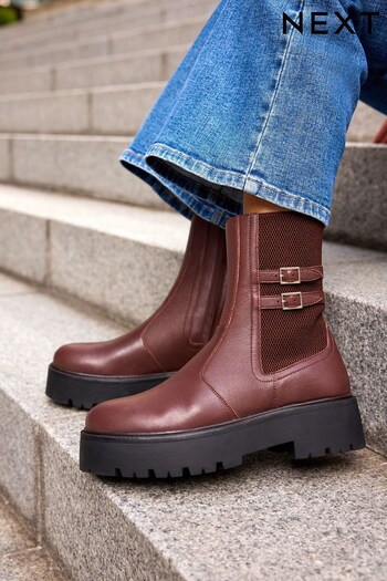 Burgundy Red Forever Comfort® Chunky Platform Ankle slides Boots (830844) | £80