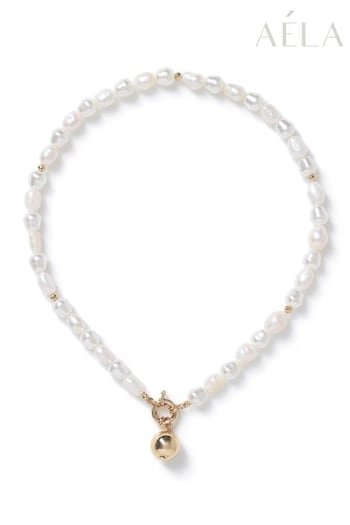 Aela Gold Tone Freshwater Pearl Necklace (830957) | £40