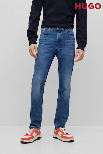 HUGO Blue Slim-Fit print Jeans In Comfort-Stretch Denim (831369) | £119