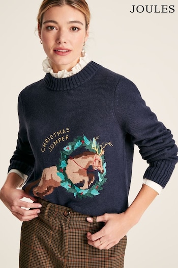 Joules Clementine Navy Intarsia Christmas Jumper (831435) | £49.95