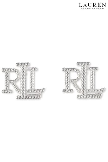 Lauren Ralph Lauren Sterling Silver Tone Logo Stud Earrings (831454) | £70