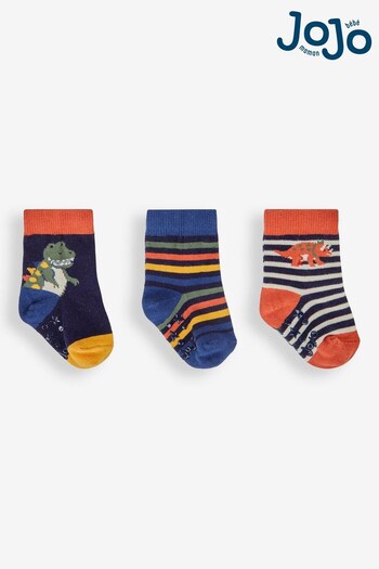 JoJo Maman Bébé Navy Blue Dino Socks 3-Pack (831849) | £9.50