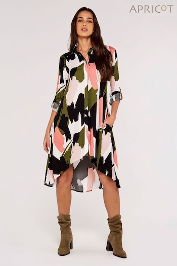 Apricot Green White & Pink Brushstroke Print Dress (831852) | £35