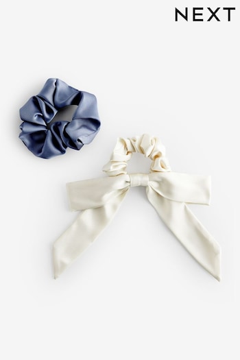 Blue/Ecru Bow Scrunchies 2 Pack (832120) | £8
