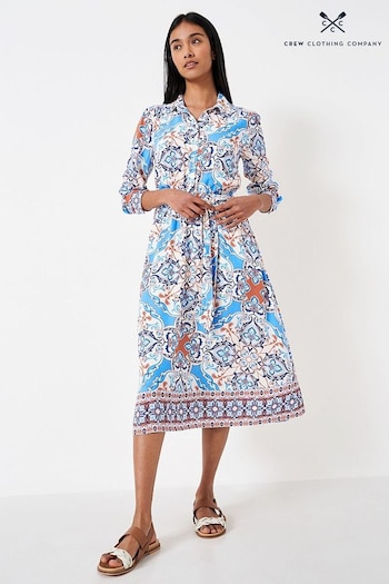 Crew Clothing Company Multi Blue Geometric Print Shirt Dress (832288) | £95