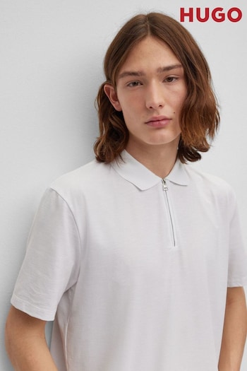 HUGO White Zip Collar Polo Bolso Shirt (832585) | £99