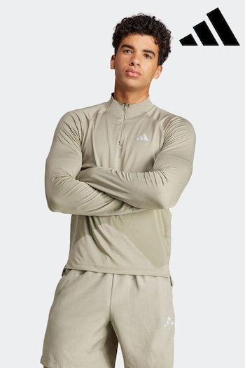 adidas Cream Gym+ Training 1/4-Zip Long Sleeve Sweatshirt (832613) | £40