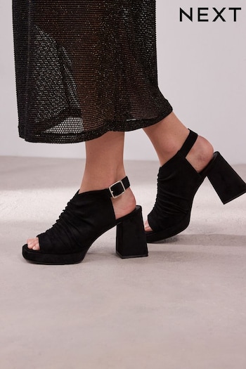 Black Forever Comfort® Ruched Platform Shoes (832706) | £42