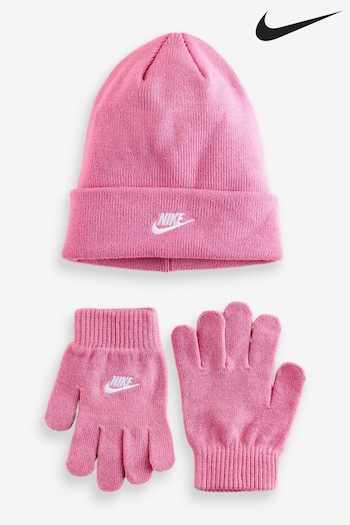 Nike Pink Club Beanie Hat and Glove Set (832998) | £22