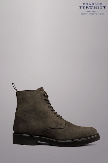 Charles Tyrwhitt Brown Waxed Suede Lace Up Boots (833301) | £200