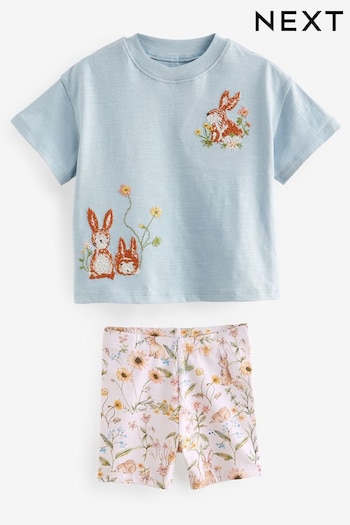 Blue Floral Short Sleeve Top and Shorts Set (3mths-7yrs) (833449) | £10 - £14