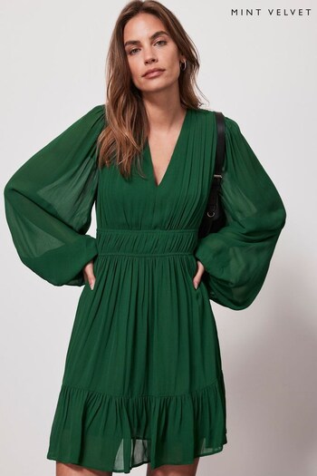 Mint Velvet Green Ruched Waist Mini Dress (833774) | £109