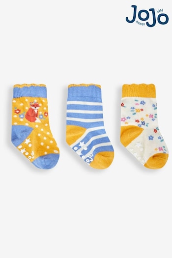 JoJo Maman Bébé Yellow Fox Socks 3-Pack (834132) | £9.50