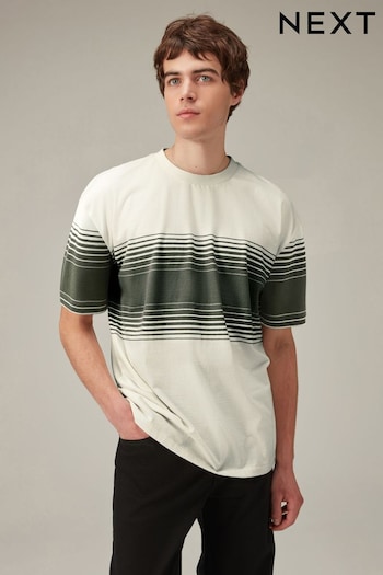 Ecru/Dark Green Smart Colour Block T-Shirt (834754) | £24