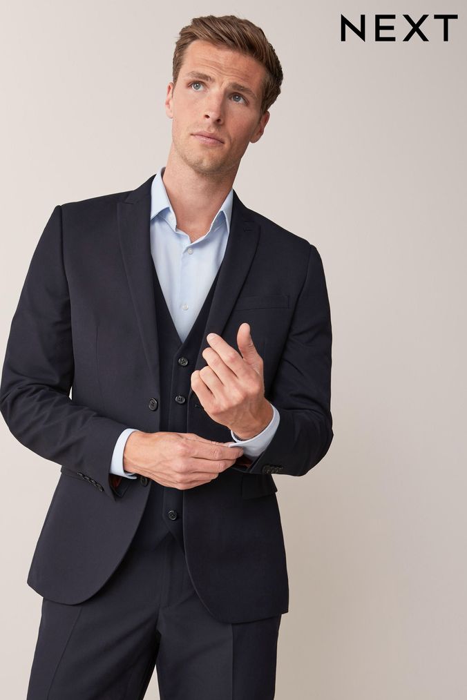 Navy Blue Regular Fit Two Button Suit Jacket (834824) | £60