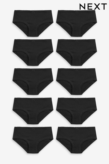 Black Lace Trim Hipster Briefs 10 Pack (2-16yrs) (834906) | £12.75 - £19.75