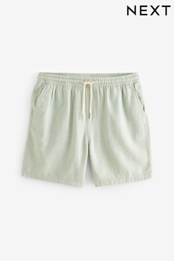 Sage Green Cotton Linen Dock Shorts comme (834959) | £20