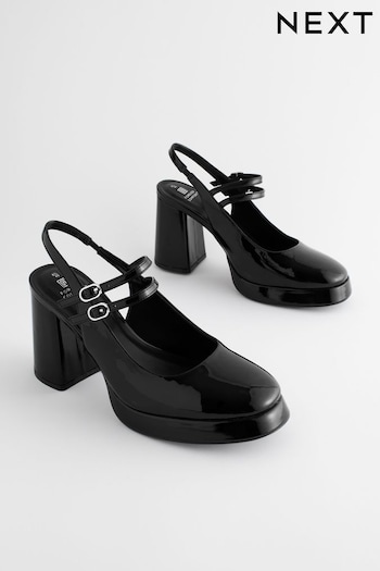 Black Forever Comfort® Platform Slingback Mary Jane Shoes (835127) | £44
