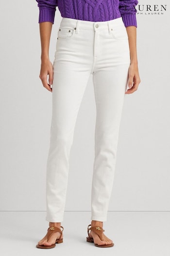 Lauren Ralph Lauren White Wash High Rise Skinny Ankle Jeans (835178) | £139