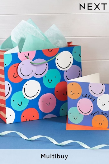 Blue Faces Gift Bag and Card Set (835271) | £3.75