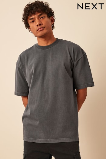 Charcoal Grey Garment Dye Relaxed Heavyweight T-Shirt (835295) | £18