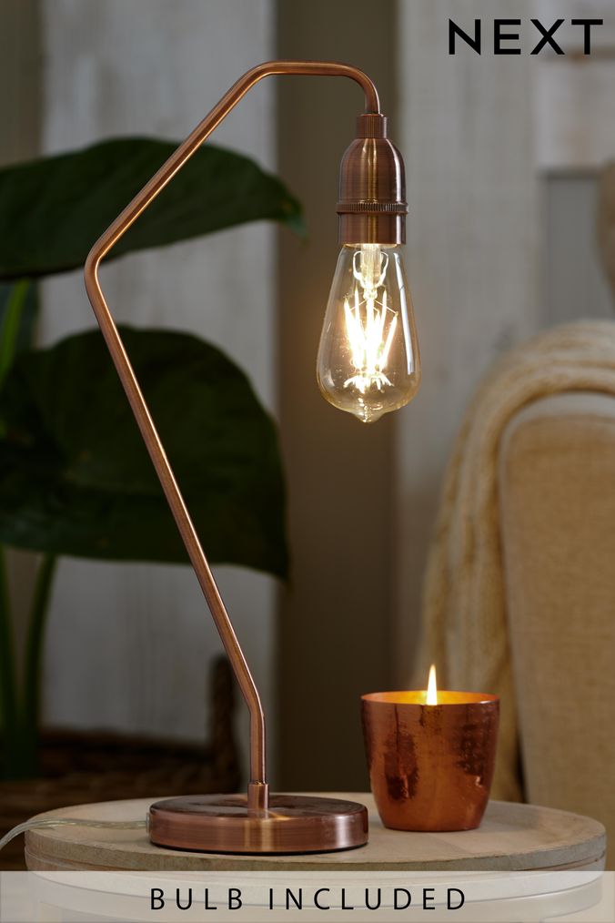 Copper bedside cheap lamps uk