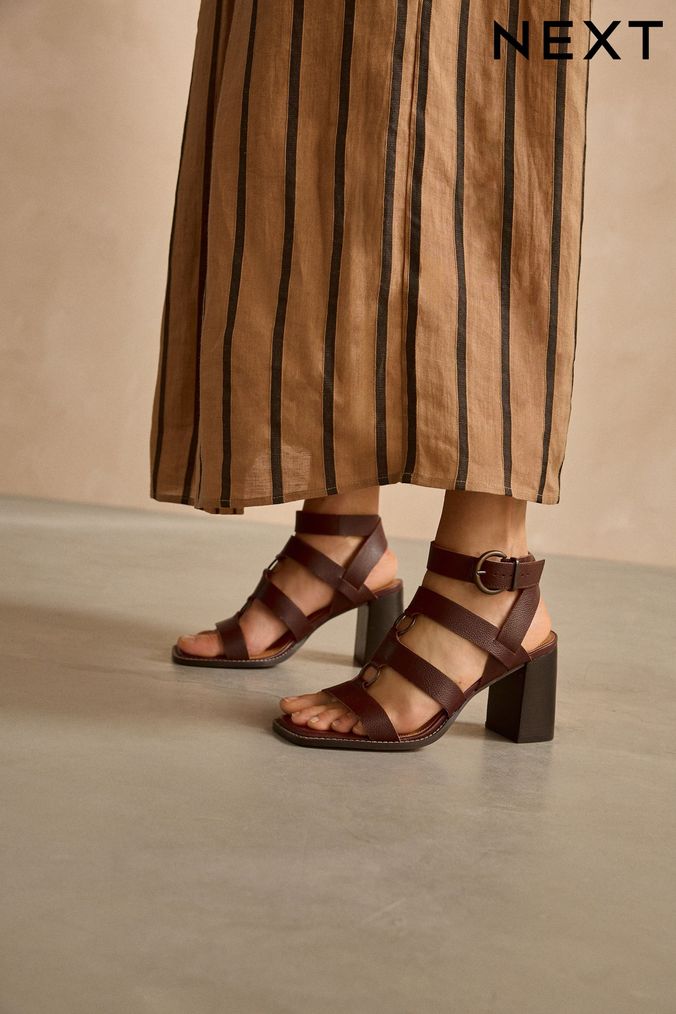 Brown Block Heel Sandals Next UK