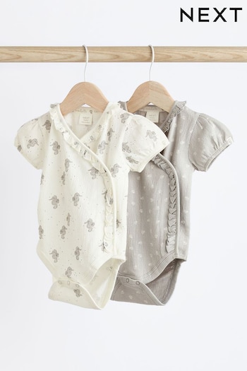 Grey Baby Textured Wrap Bodysuits 2 Pack (835831) | £13 - £15