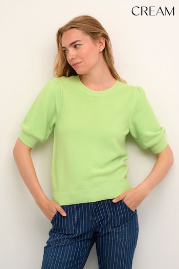 Cream Green Sillar Round Neck Half Sleeve Pullover Jumper (836022) | £50