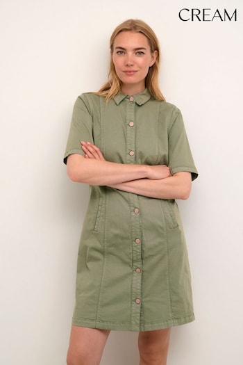 Cream Green Ann Short Sleeve Acid Shirt Dress (836261) | £100