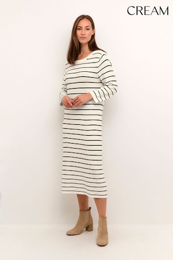 Cream Sillar Midi Knit White Dress (836376) | £110