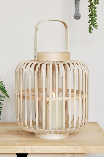 Lights4fun Natural Tall Bamboo Garden Lantern with TruGlow® Candle (836444) | £49.99