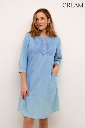Cream Blue Bolette Knee-Length Dress Modeuse mini length (836515) | £70