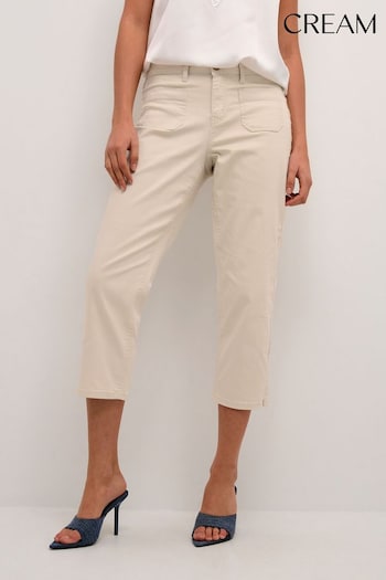 valentino Brown Ann Slim Fit Twill Capri Trousers (836665) | £70