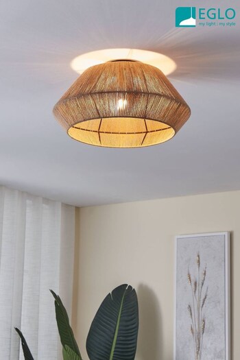 Eglo Black Alderney Bohostyled Hemp Yarn Ceiling Light (836678) | £104