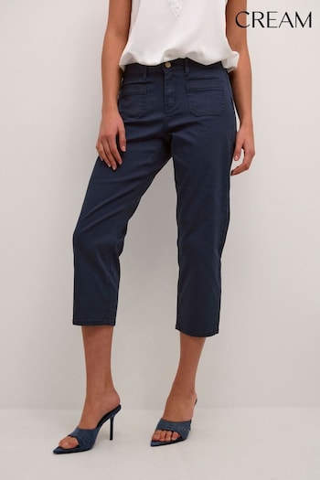 Cream Blue Ann Slim Fit Twill Capri Trousers (836699) | £70