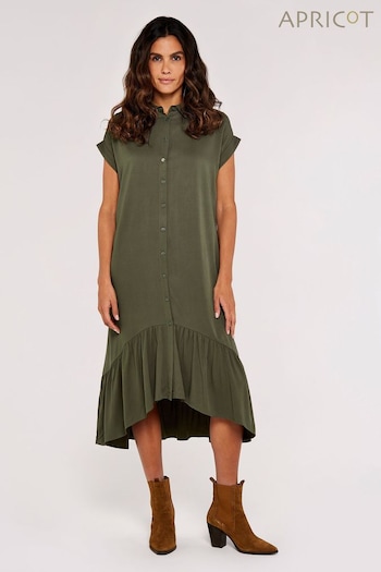 Apricot Khaki Green Boxy Tiered Hem Maxi Dress (836838) | £35