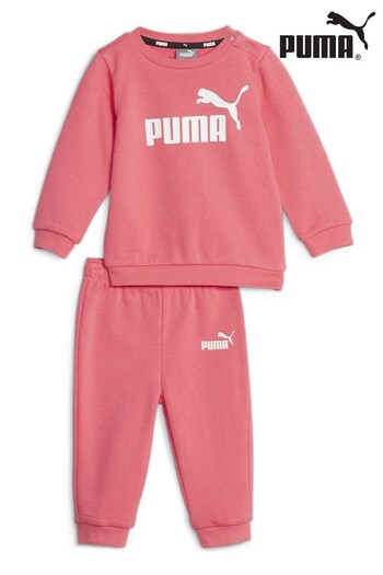 Puma Pink Babies Essentials Minicats Crew Neck Sweat Top and Joggers Set (837017) | £30