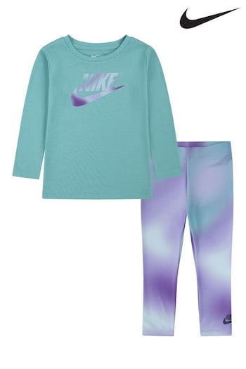 Nike Purple Little Kids Long Sleeve T-Shirt and Leggings Set (837144) | £36